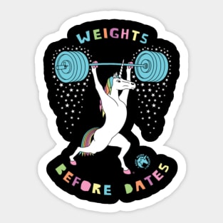 Weights Before Dates Unicorn Outline Sticker